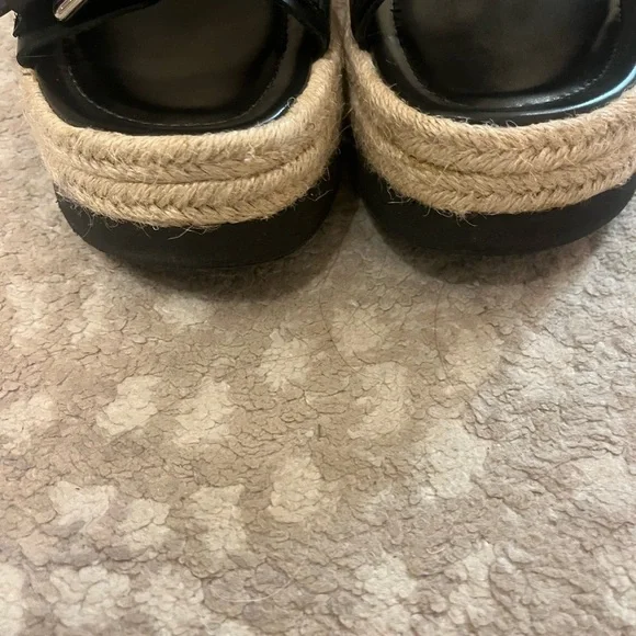 Zara Black Buckle Strap Platform Espadrilles Women's Sandals size 9 - Picture 4 of 5